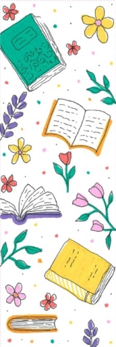 bookmark of books and flowers