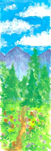 bookmark of painted mountain landscape