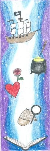 adventure, magic, romance, and mystery coming out of a book
