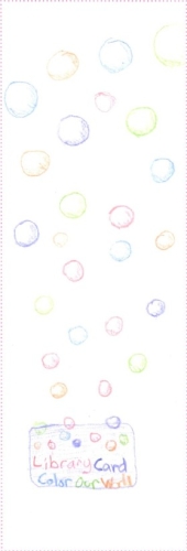 colorful bubbles and a library card
