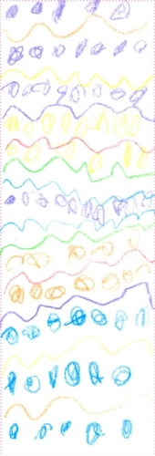 Multicolor circles and wavy lines