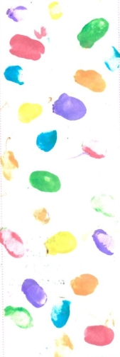 multicolor dots and ovals on a white background