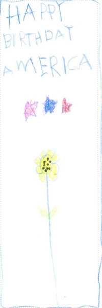 Happy Birthday America with stars and a flower