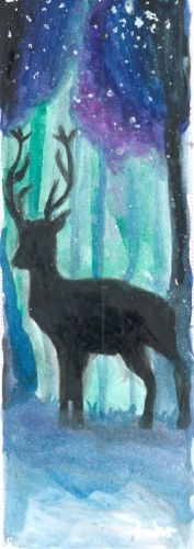 fantasy deer against a night sky