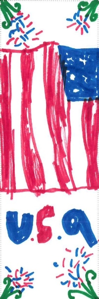 USA with flag and fireworks