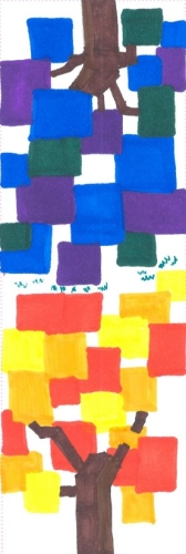 Colorful blocky trees