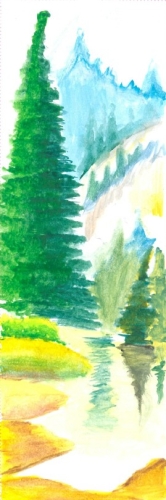 Watercolor mountain landscape